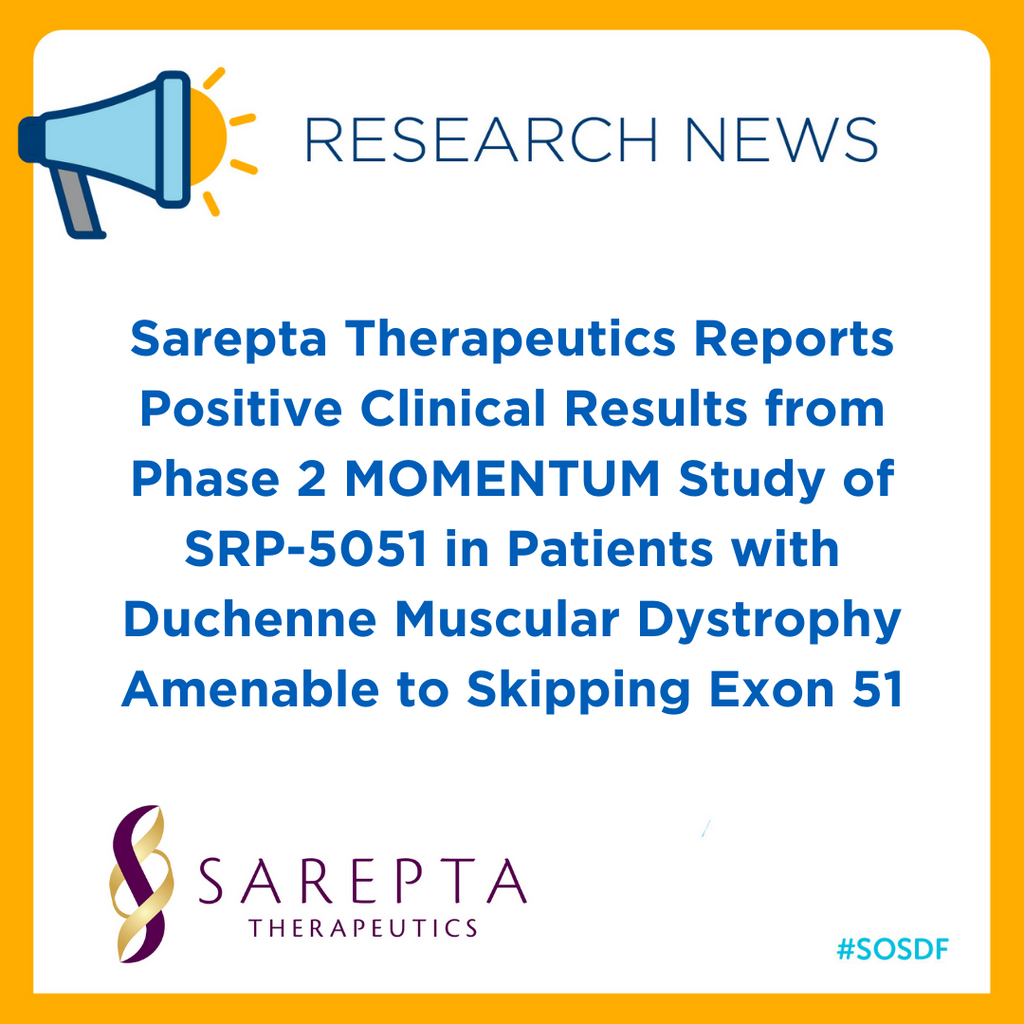 Sarepta Therapeutics Reports Positive Clinical Results from Phase 2 MOMENTUM Study of SRP-5051 in Patients with Duchenne Muscular Dystrophy Amenable to Skipping Exon 51
